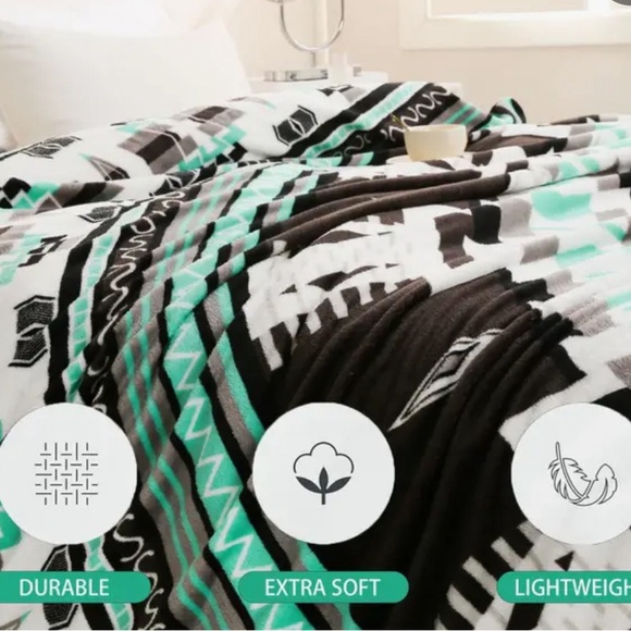 Boho Pattern Blanket, 200GSM Bohemian Ethnic Style Blanket For All Season, Soft - Picture 5 of 5